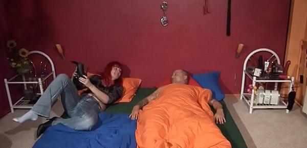  Horny red head milf surprising her  sleeping brother in law giving him good fuck